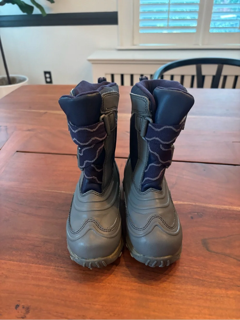 LL Bean Kids Grey and Navy Winter Boots - Size 10